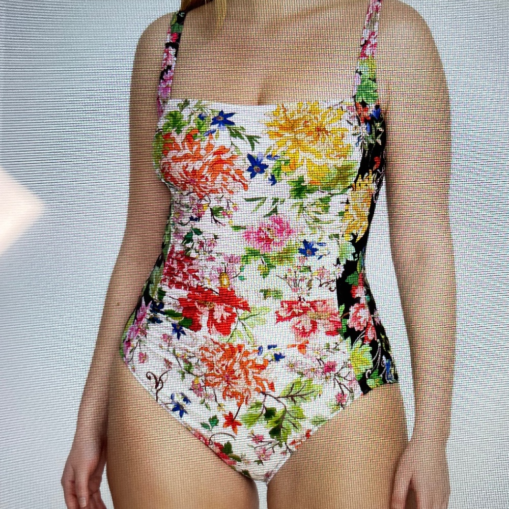 Johnny Was *NWT* Metallic Mix Ruched one pc. Swimsuit 2X